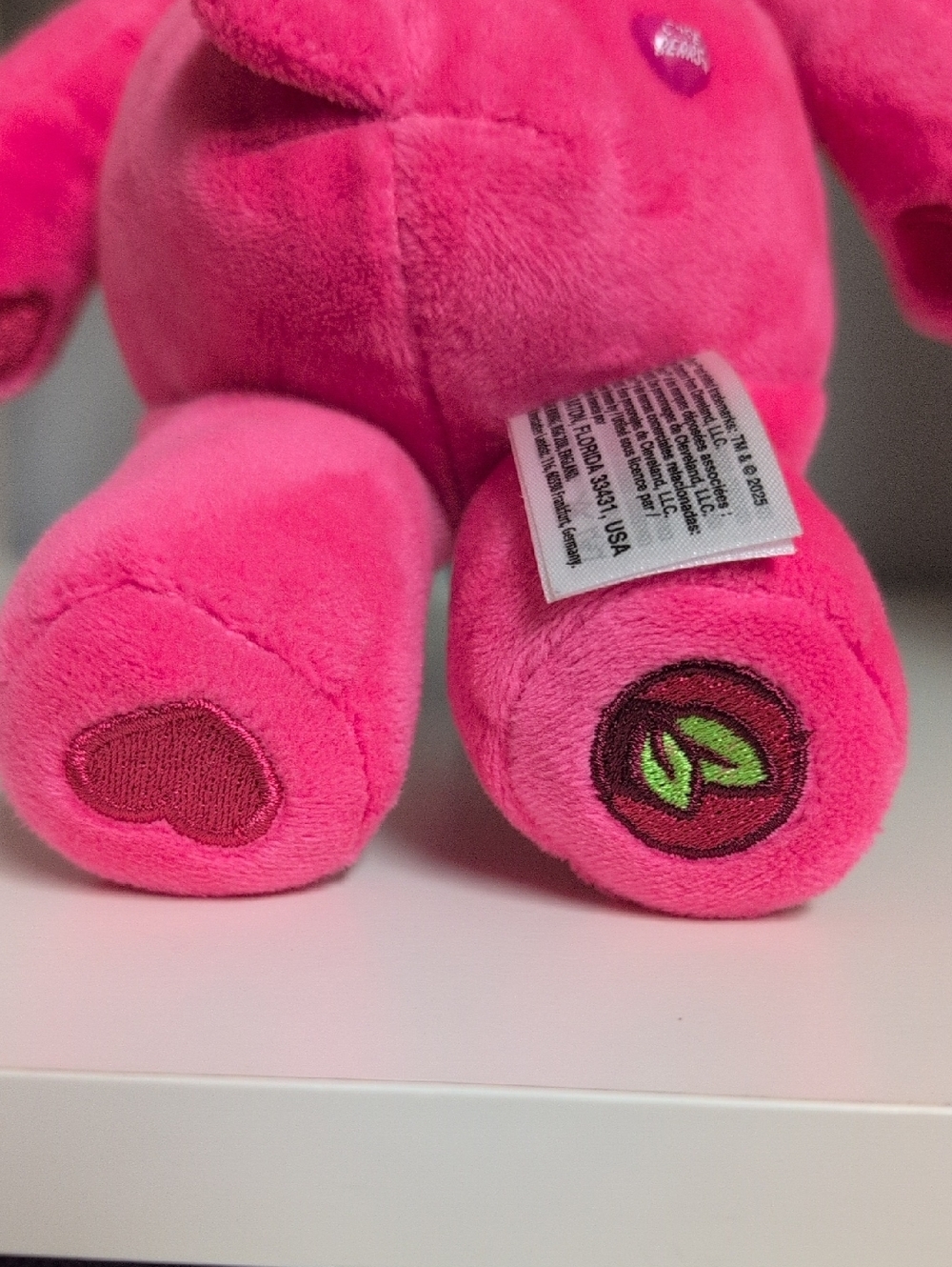 Basic Fun Care Bears Secret Bear 9" Hot Pink Bear Locket Belly Heart Foot Wink - Picture 6 of 6